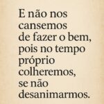 Não cansar de fazer o Bem