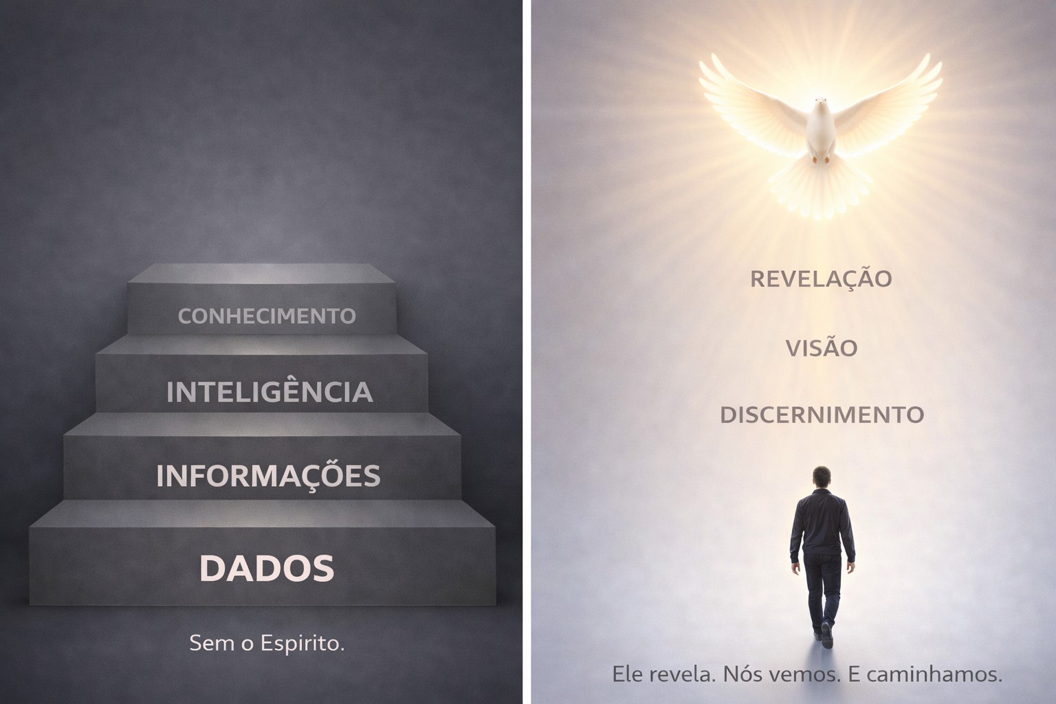 Escada com dados, informações, inteligência e conhecimento.