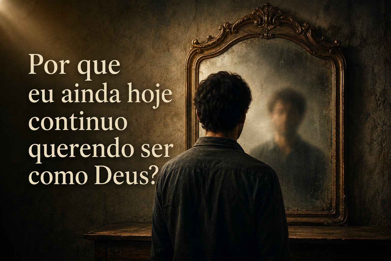 Homem olhando em um espelho difuso