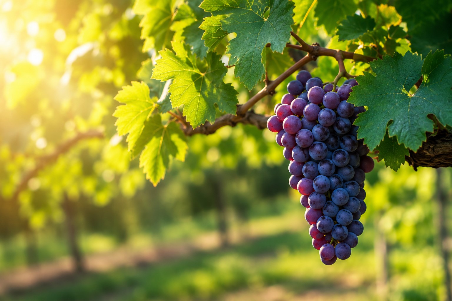 Uvas ao Sol no Vinhedo