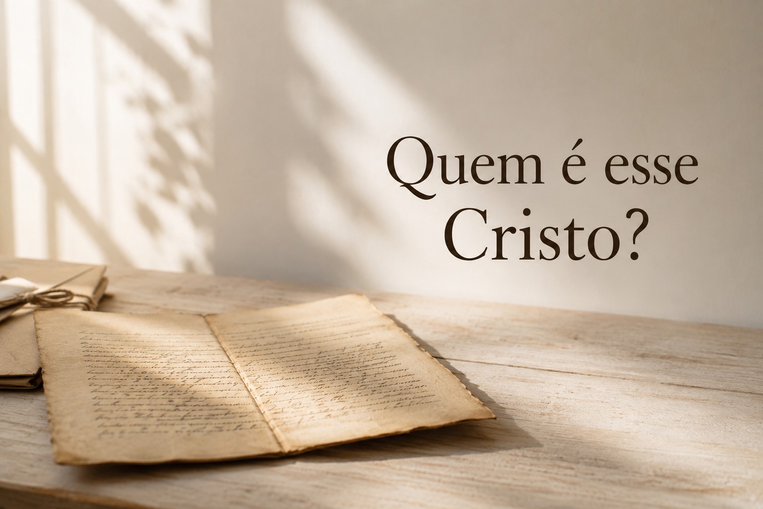 Carta aberta sobre uma mesa, representando a leitura contínua das cartas de Paulo e a pergunta “Quem é esse Cristo?”